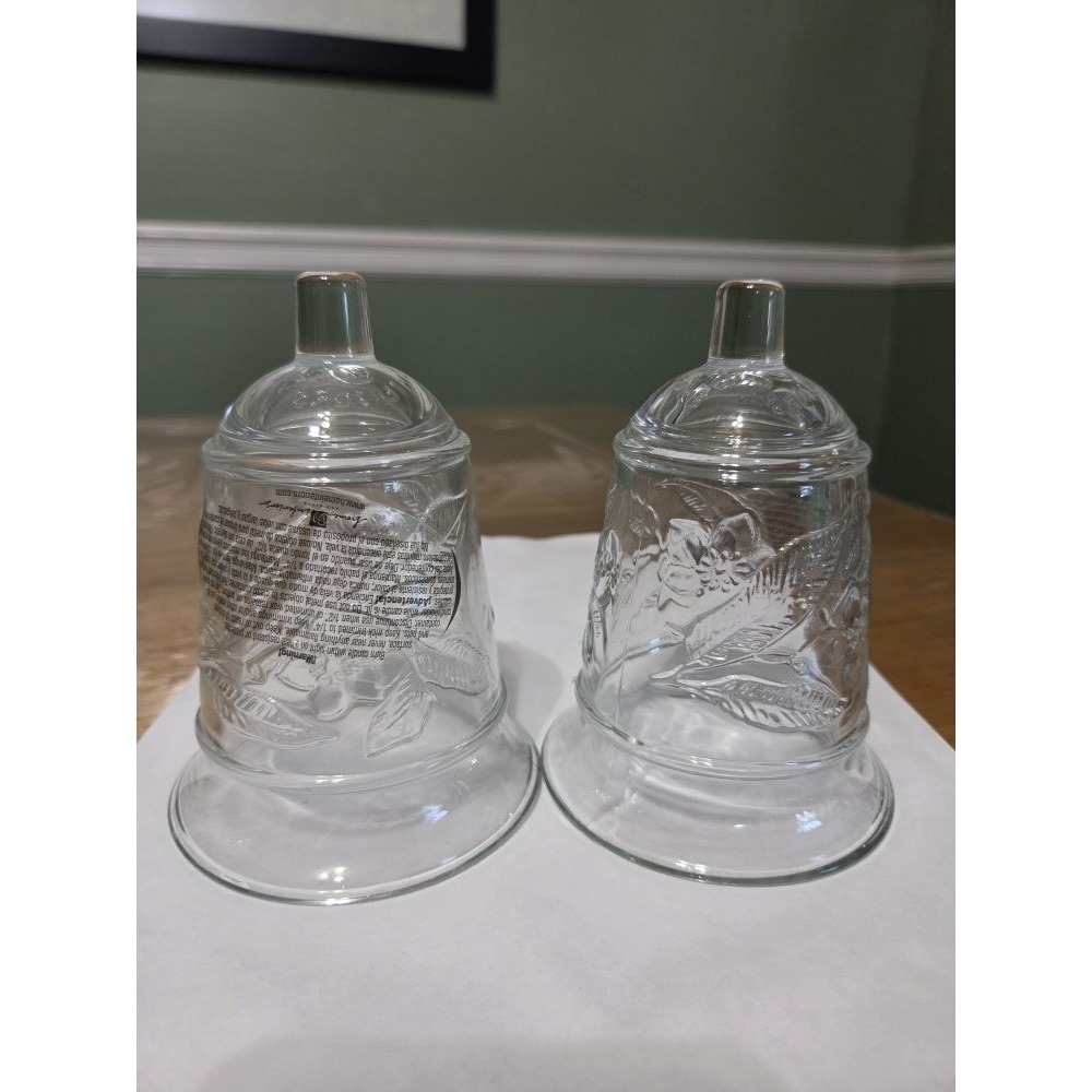 Pair Home Interior Clear Embossed Flower Votive Cup Candle Holder